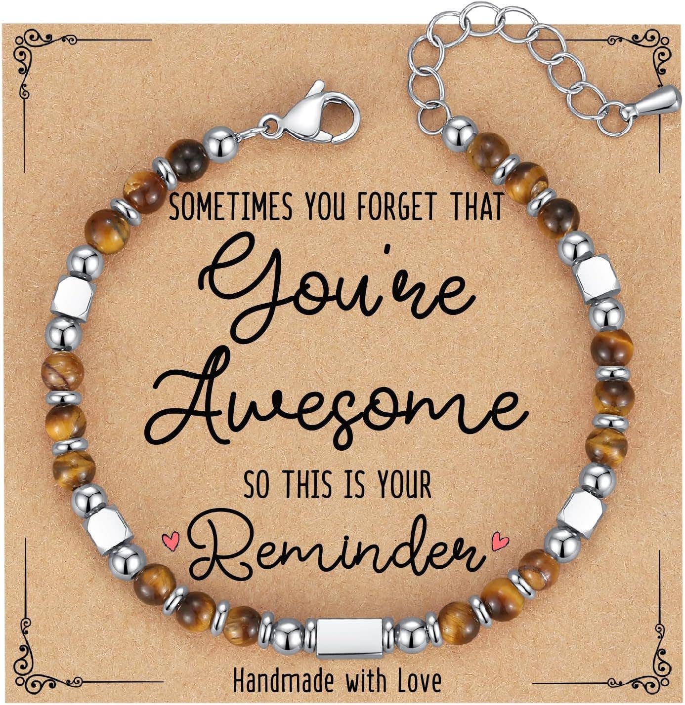 Mio Queena - 4mm Stone & Stainless Steel Bead Bracelet| Blessing Card -CS