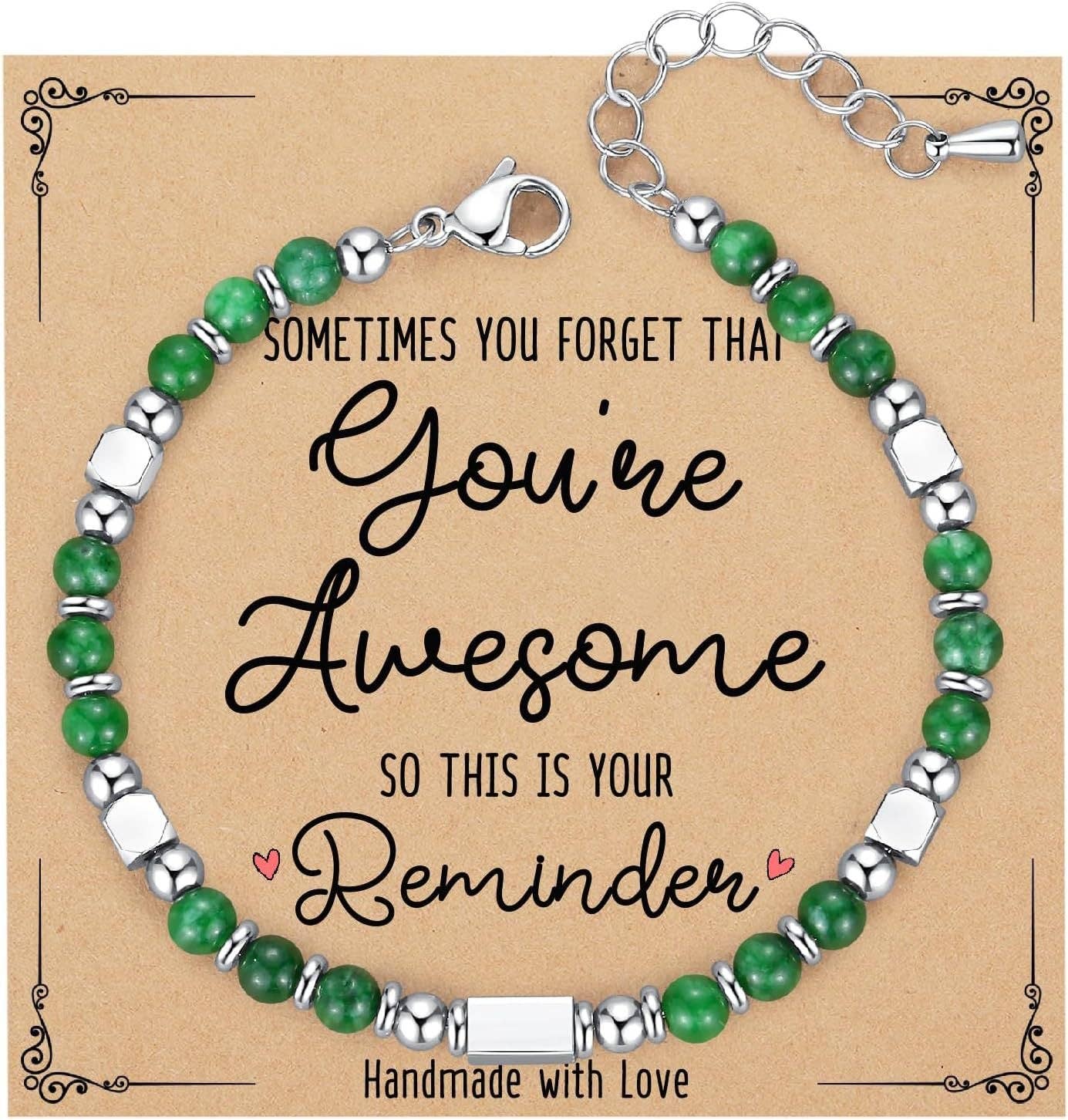 Mio Queena - 4mm Stone & Stainless Steel Bead Bracelet| Blessing Card -CS