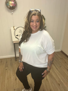 RIBBED SHORT SLEEVE DOLMAN
