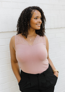ELIETIAN - Lace Inset Top - Curvy Fit