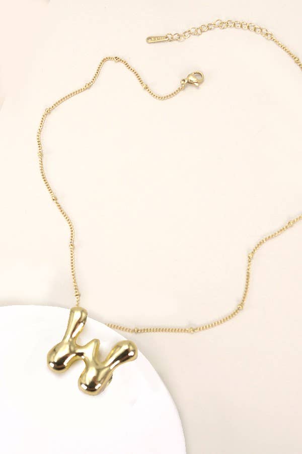 STAINLESS STEEL BALLOON BUBBLE INITIAL NECKLACE
