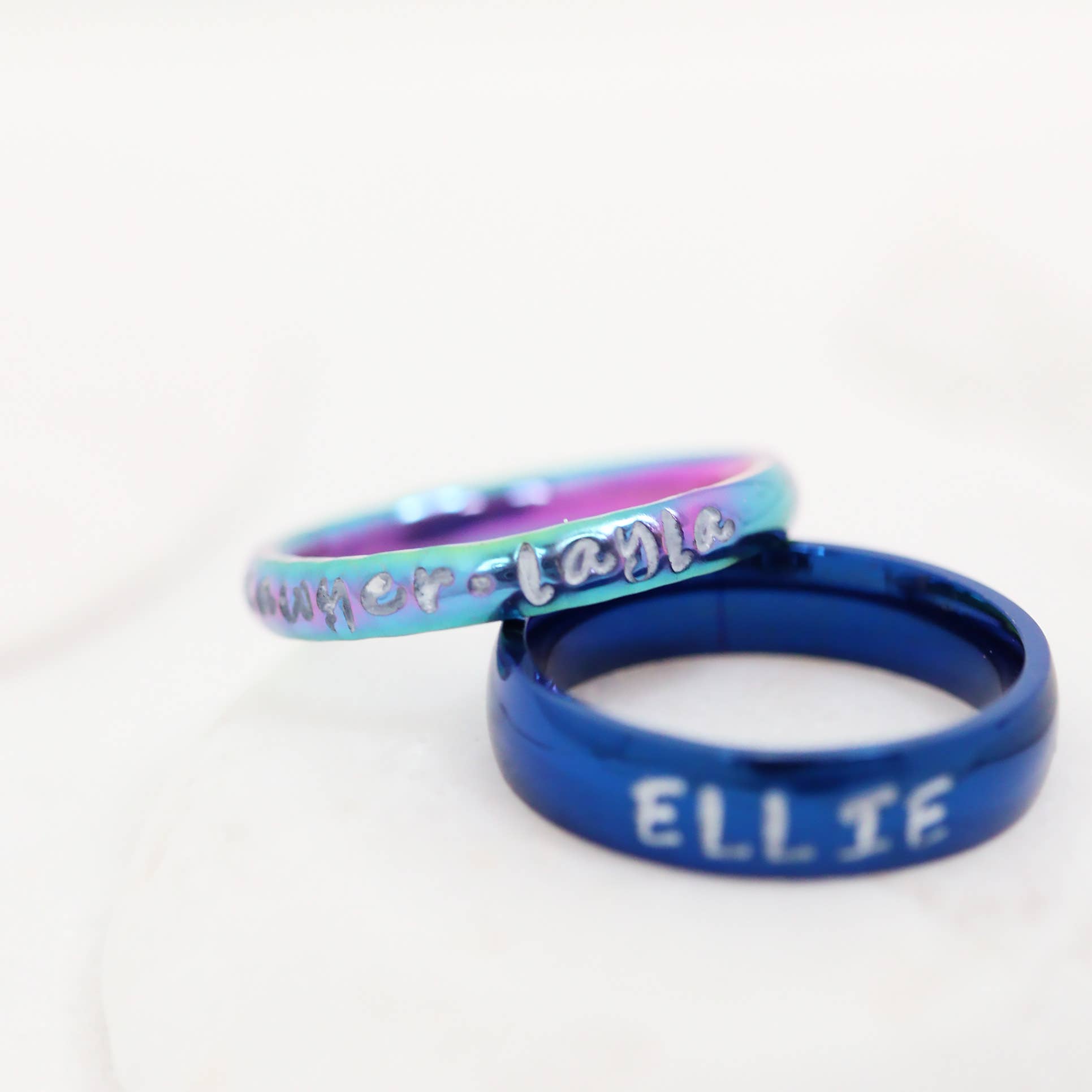 Blue Stainless Steel Blank Ring
