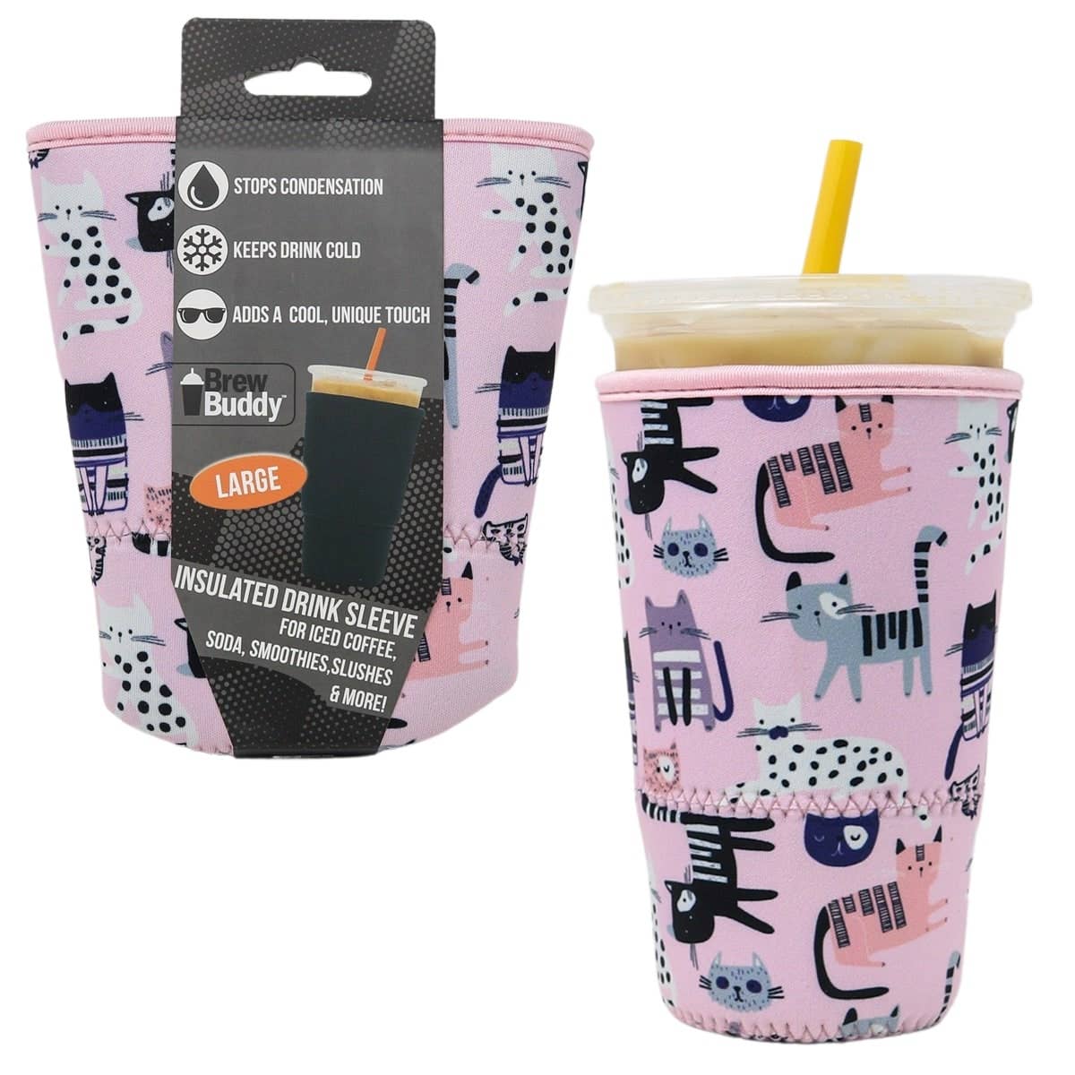 Seriously Shea - Brew Buddy Insulated Iced Coffee Sleeve - Pretty Kitties