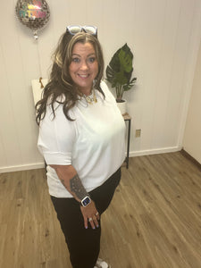 RIBBED SHORT SLEEVE DOLMAN