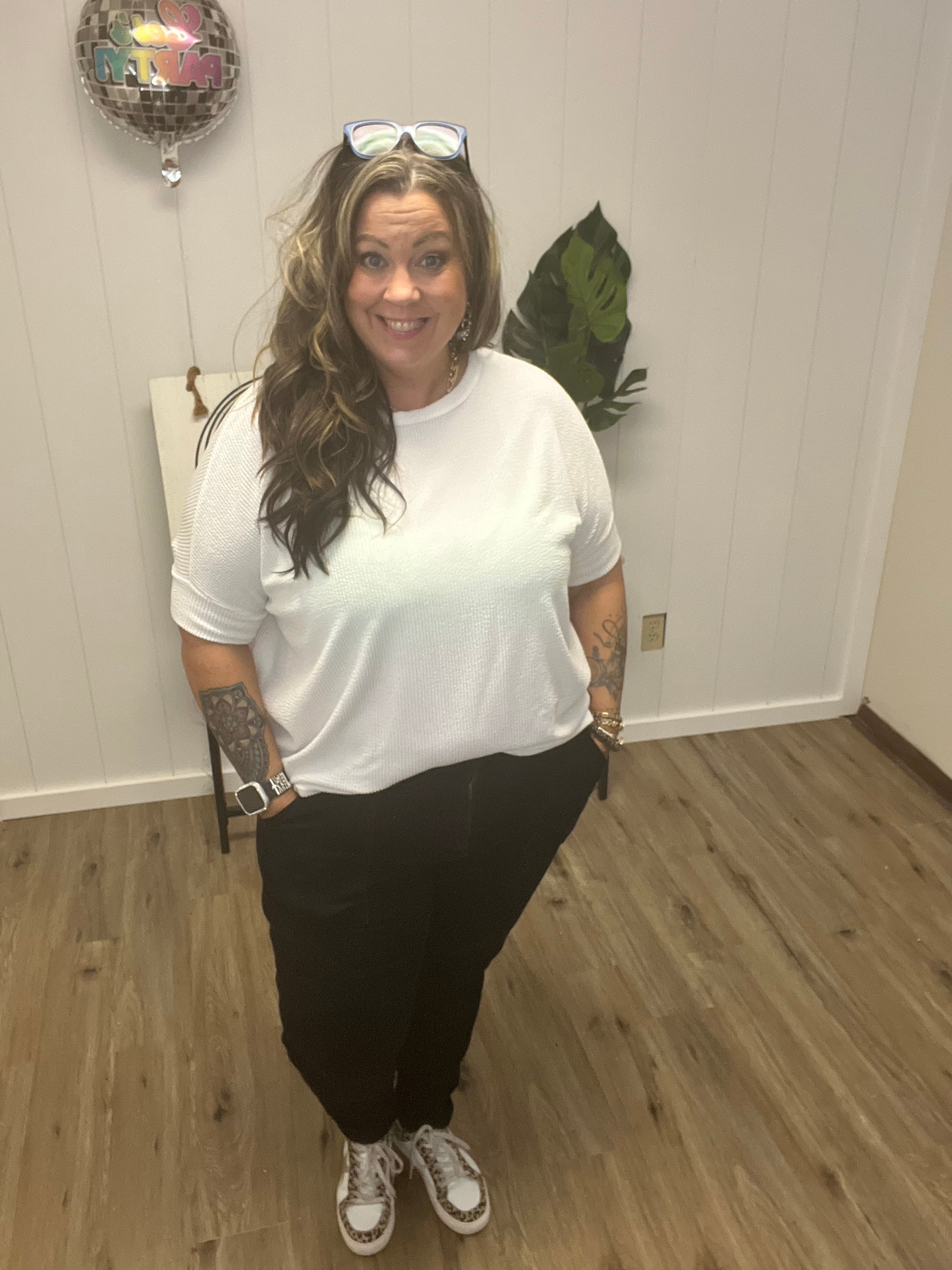 RIBBED SHORT SLEEVE DOLMAN