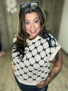 BOW RIBBON PATTERN SWEATER