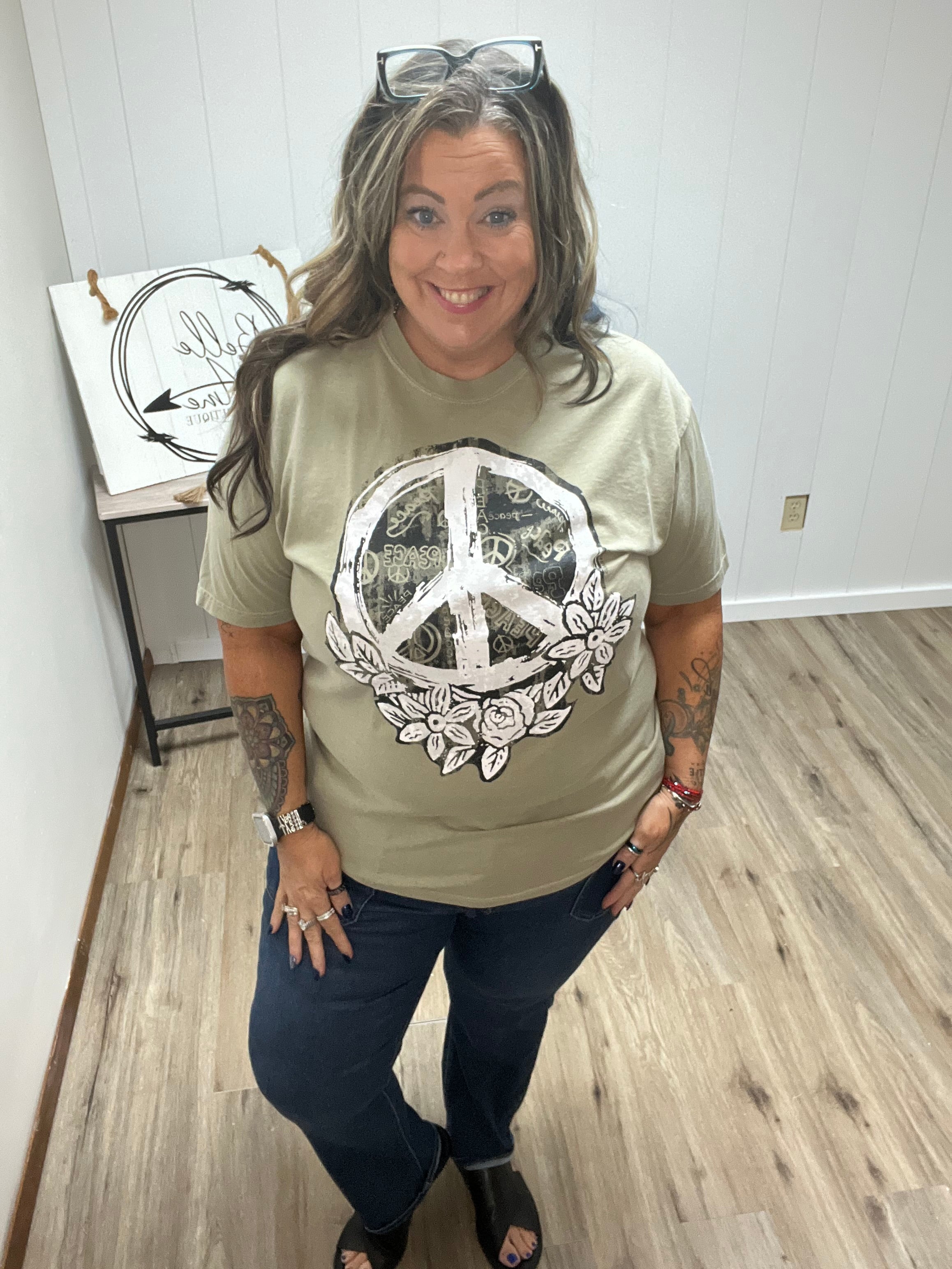 Where Peace Grows-Khaki Tee