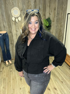 CRINKLE WOVEN LONG SLEEVE JACKET