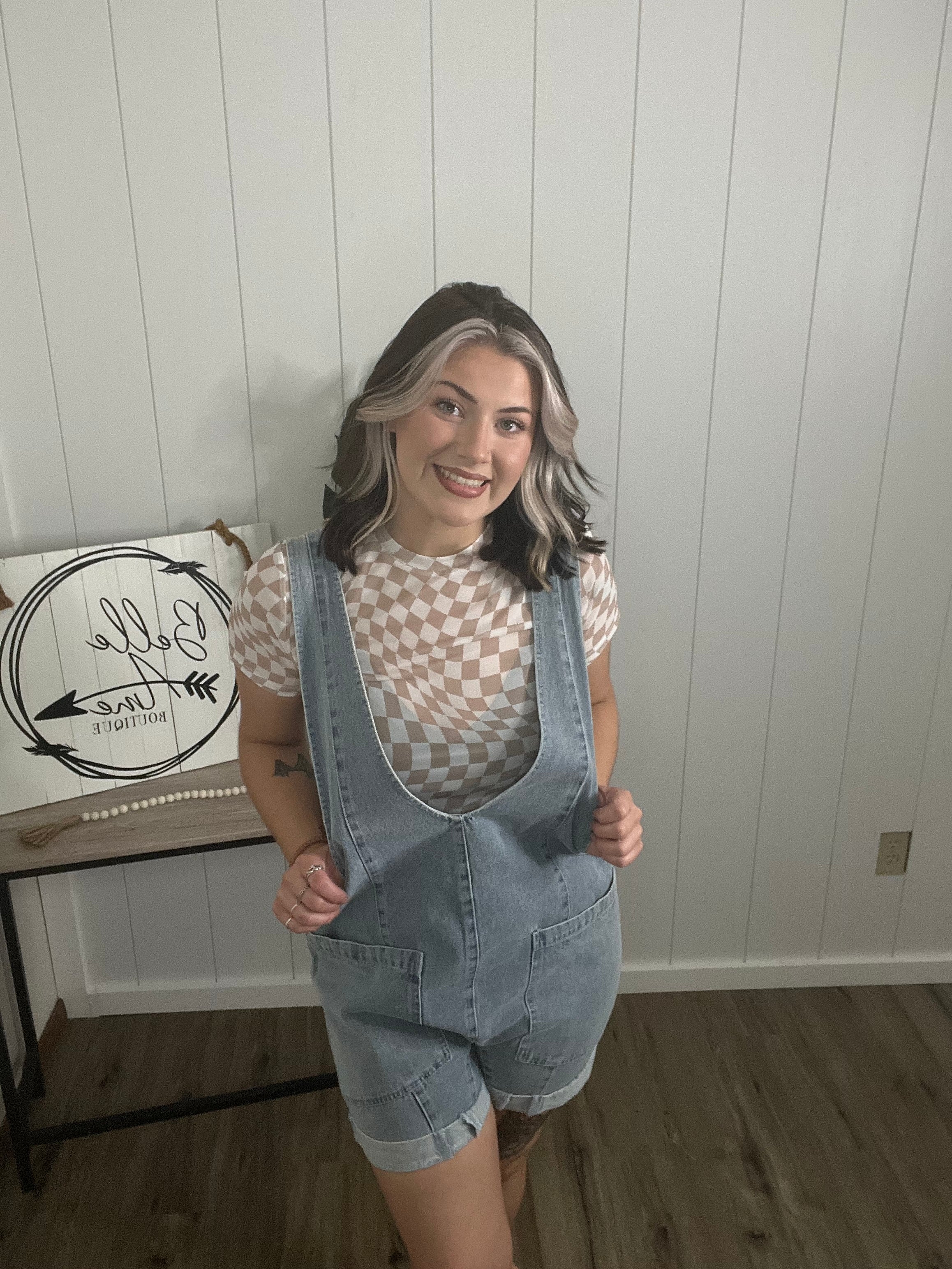 DENIM JUMPER WITH ADJUSTABLE STRAPS