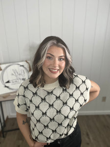 BOW RIBBON PATTERN SWEATER