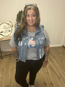 AMERICAN FLAG WASHED JACKET
