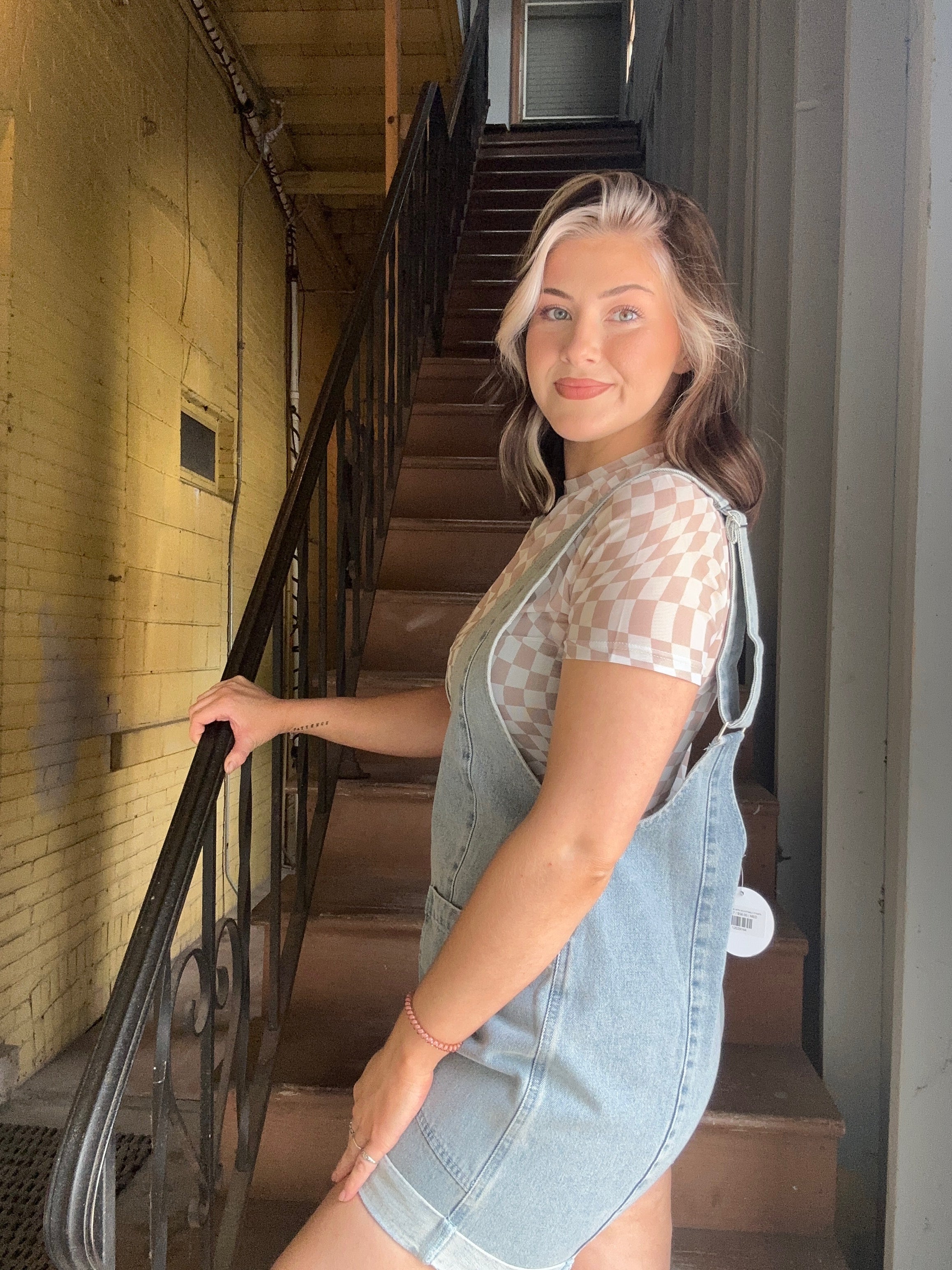 DENIM JUMPER WITH ADJUSTABLE STRAPS