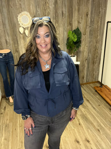 CRINKLE WOVEN LONG SLEEVE JACKET