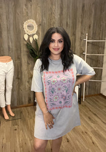 EASEL BOHO WASHED TEE DRESS