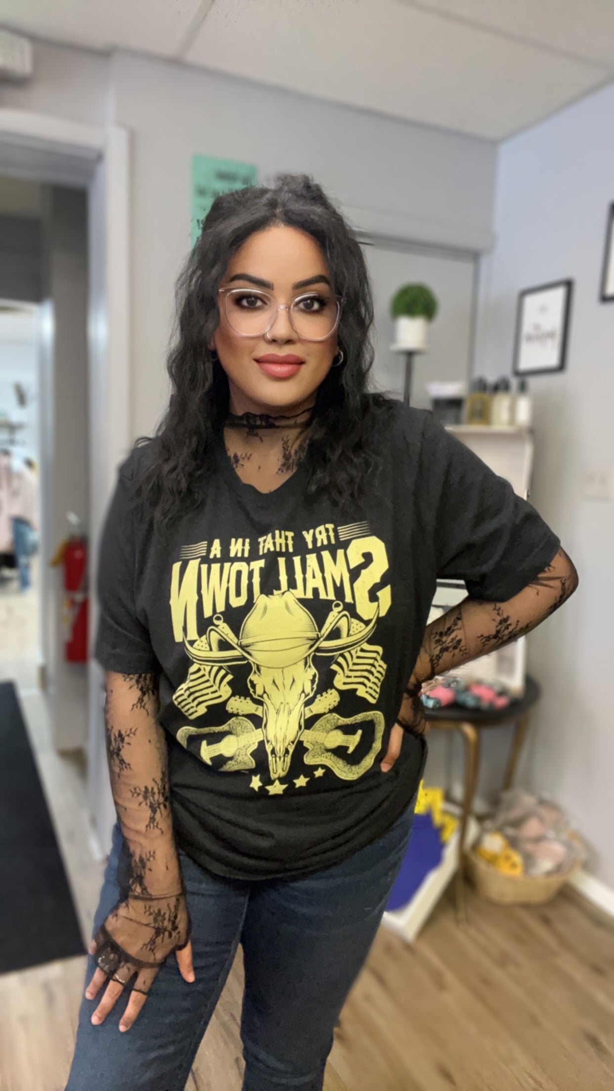 LACE FLORAL MESH TOP