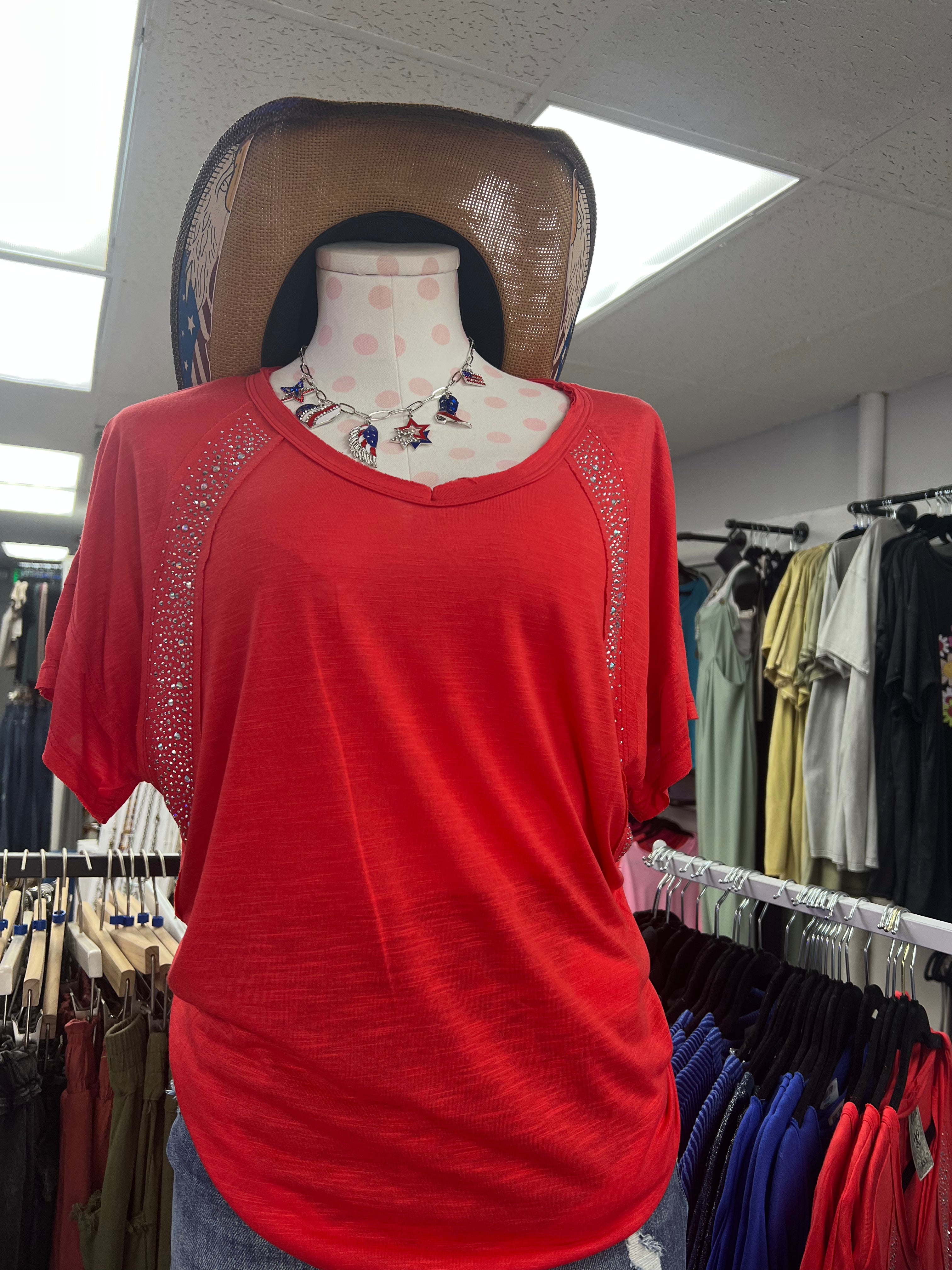 RHINESTONE CUT EDGE TOP