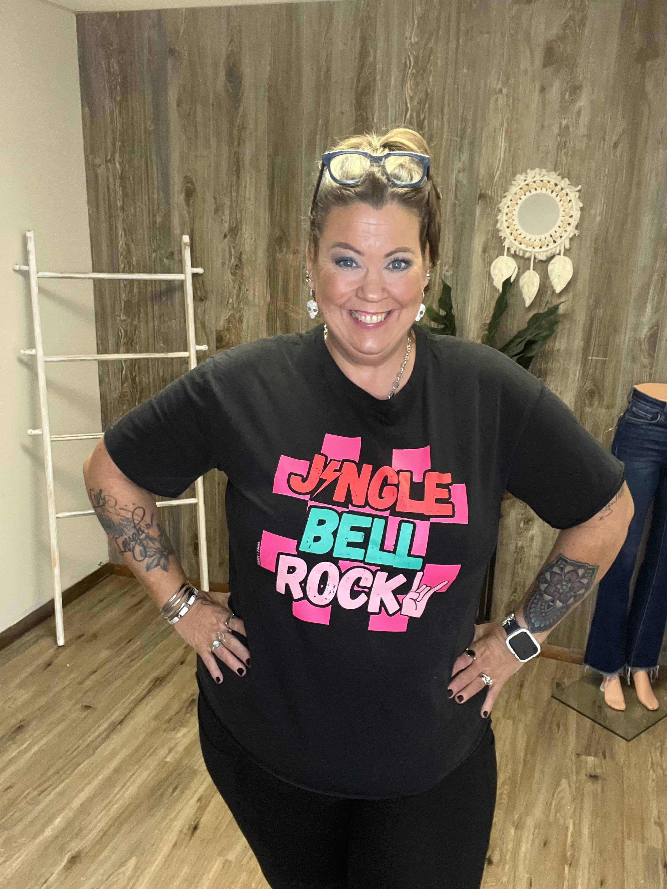 Jingle Bell Rock on Black Tee Shirt Blank