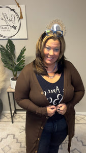 ZENANA LONG RIBBED CARDIGAN