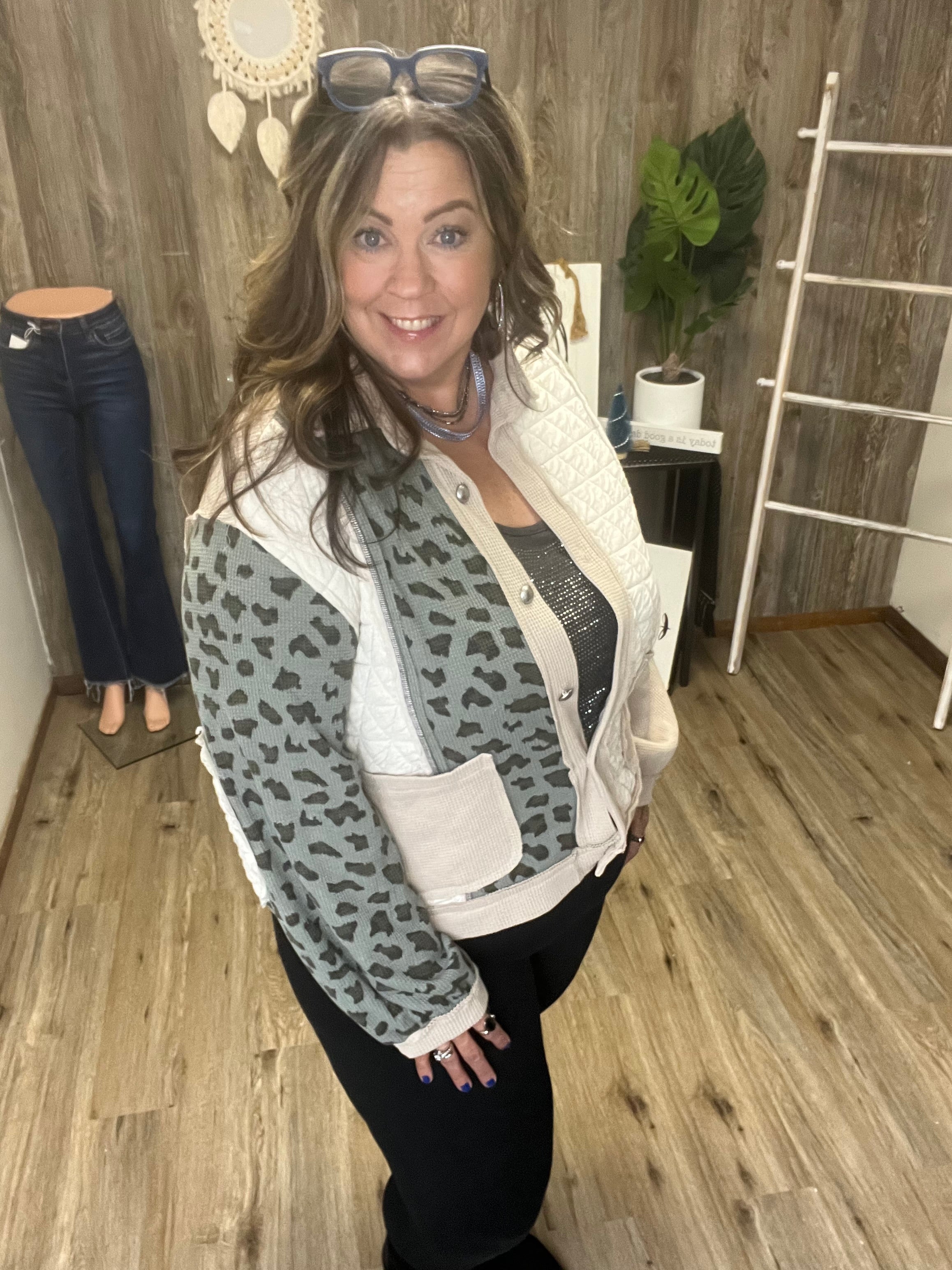 LEOPARD QUILTED TEXTURE JACKET