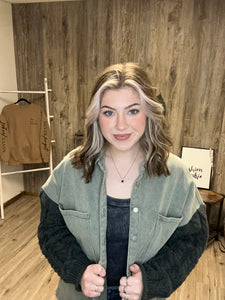 POL SHACKET WITH SWEATER SLEEVES