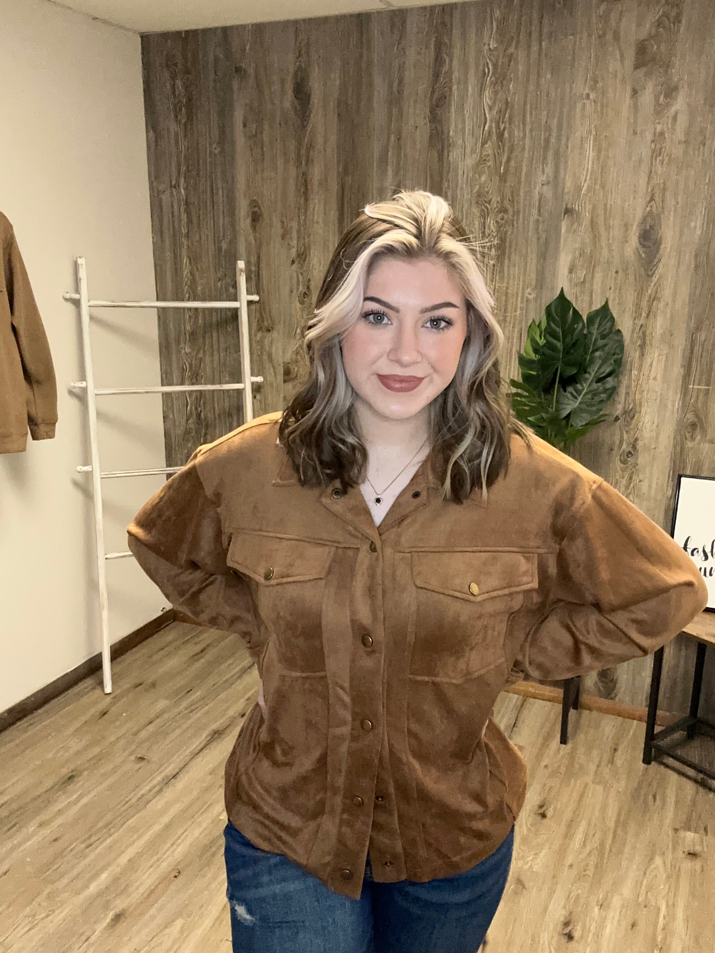 JODIFL SUEDE JACKET WITH SNAP