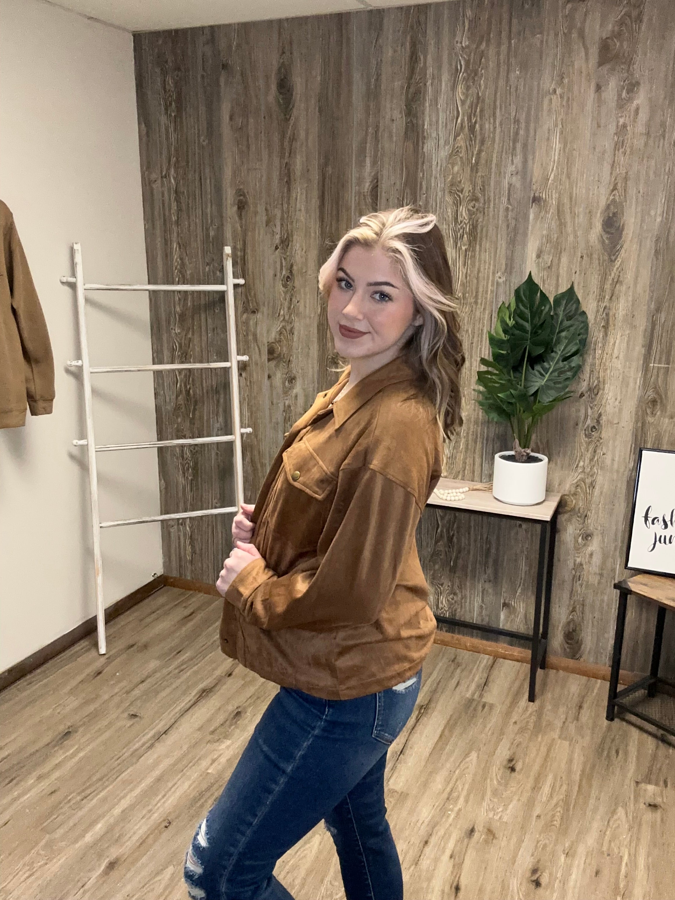 JODIFL SUEDE JACKET WITH SNAP