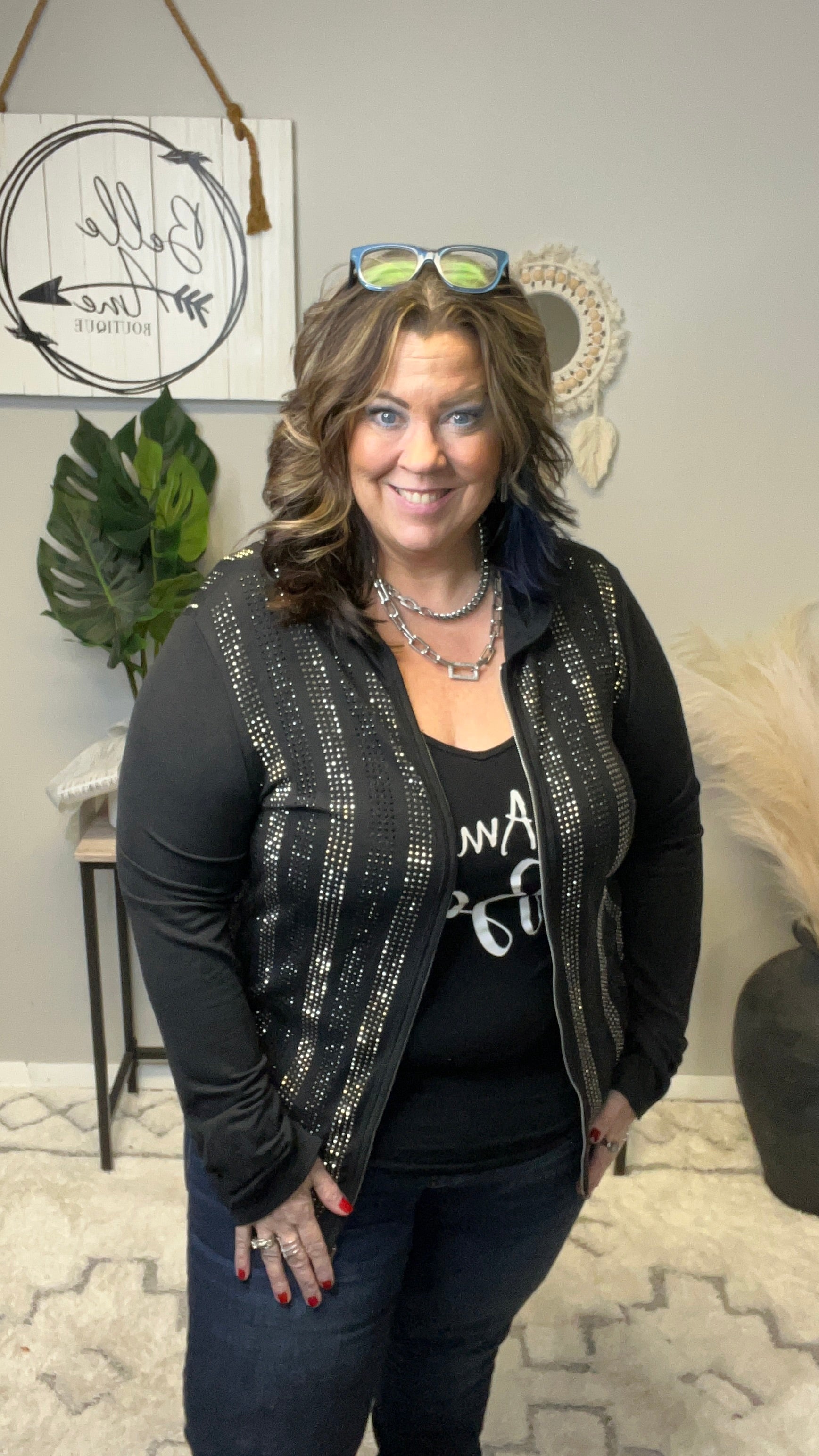 VOCAL KNIT HOODIE JACKET WITH STONES