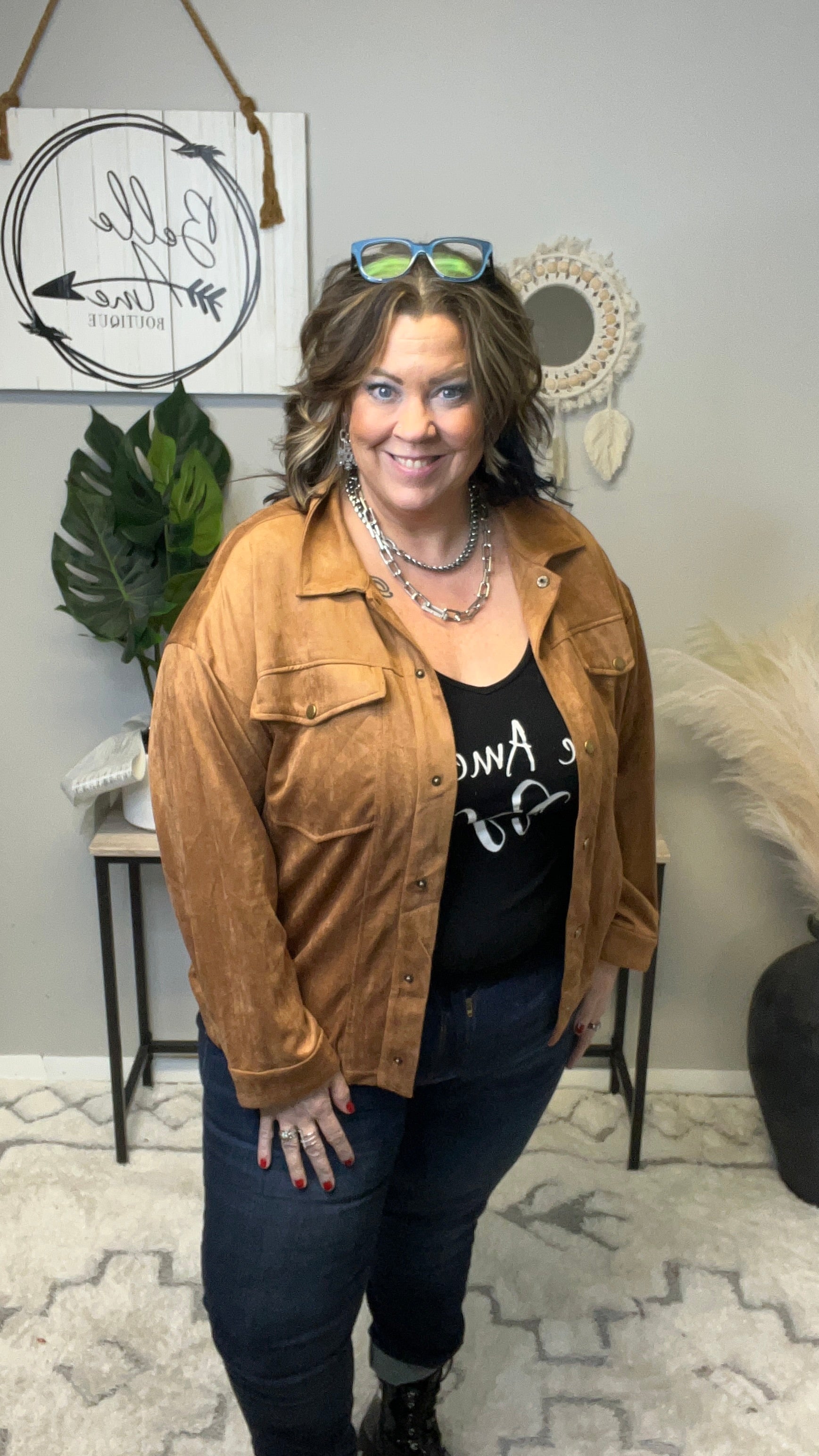 JODIFL SUEDE JACKET WITH SNAP