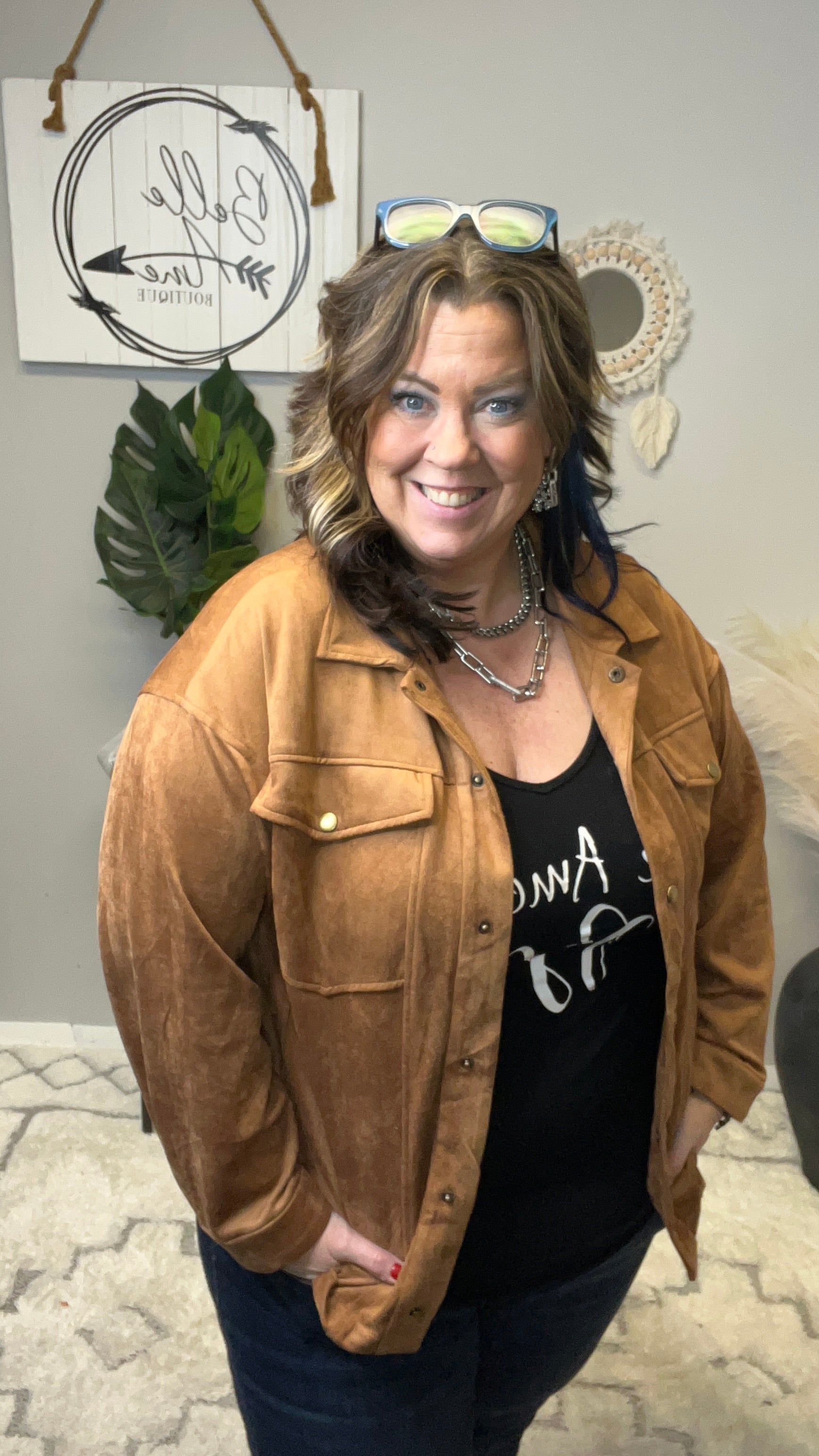 JODIFL SUEDE JACKET WITH SNAP