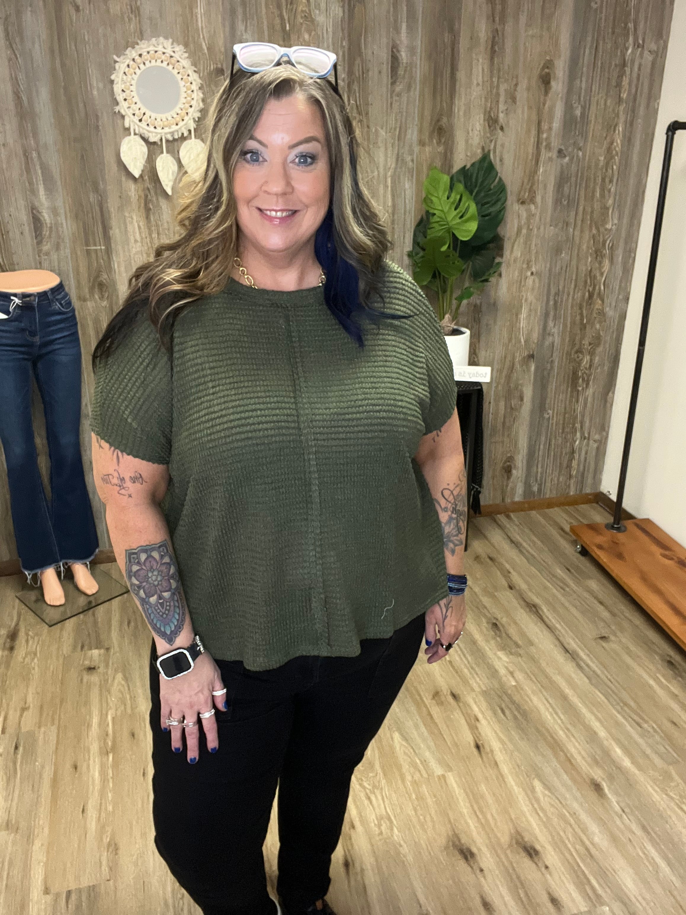 ZENANA WAFFLE SHORT SLEEVE