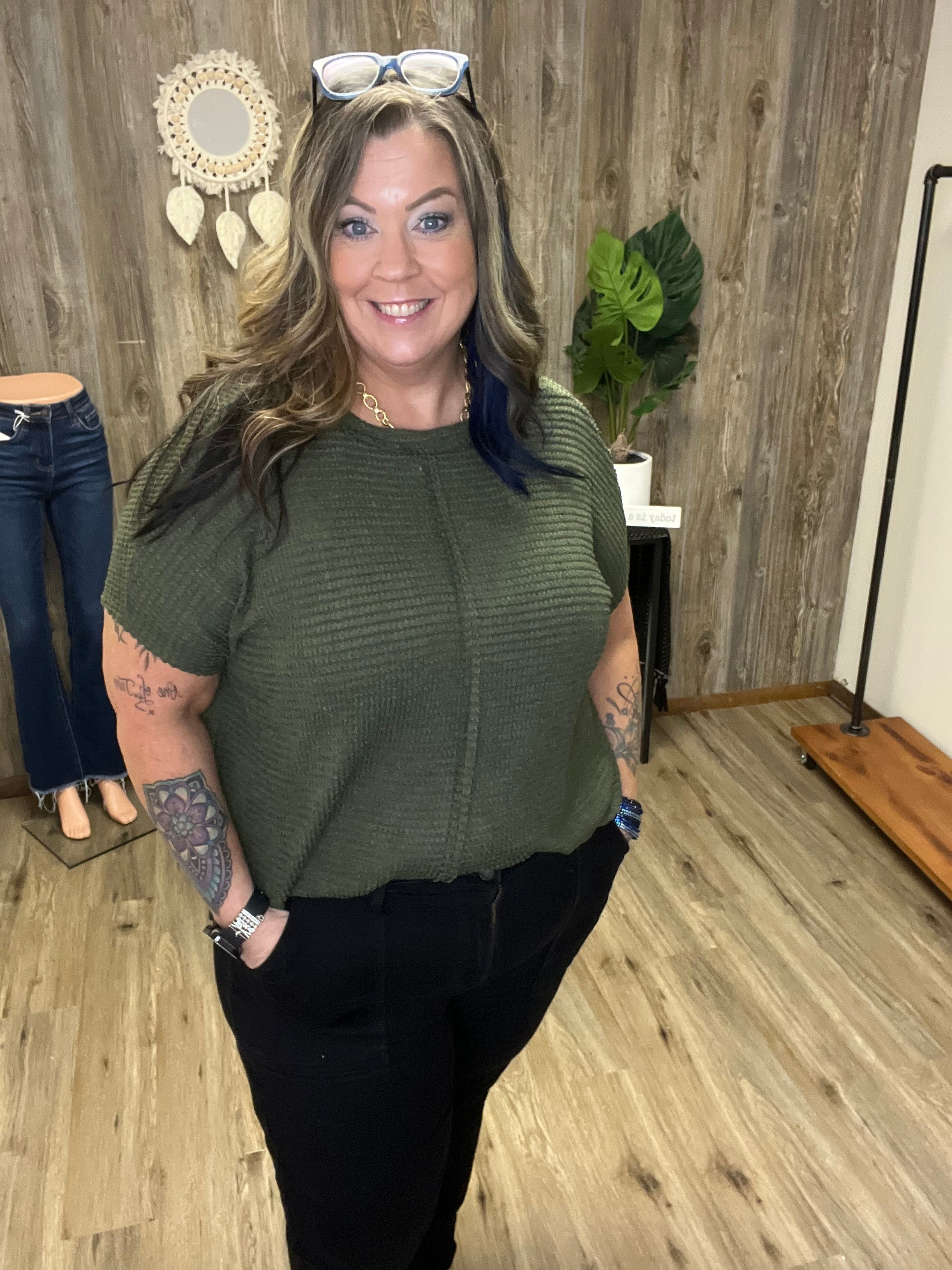 ZENANA WAFFLE SHORT SLEEVE