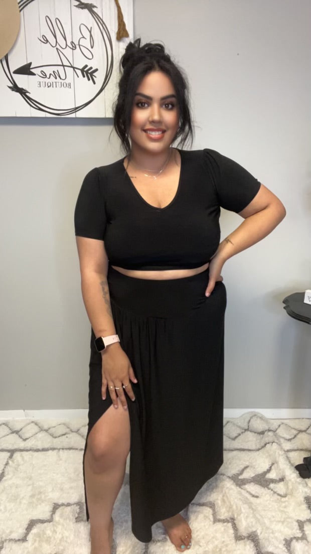 WHITE BIRCH 2 PIECE CROP TOP AND SKIRT