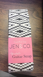 Jen & Co. BLK/WHITE Striped Guitar Strap