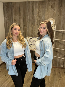 RISEN OVERSIZED DENIM SHIRT