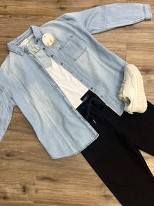 RISEN OVERSIZED DENIM SHIRT