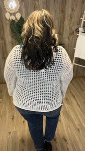 BLU OVERSIZED SHEER CROCHET PULLOVER