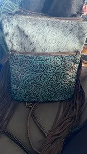 DESTINATION LEATHER AND HAIR CROSSBODY