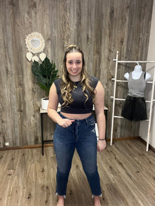Go Girl Vintage Exposed Seam Crop