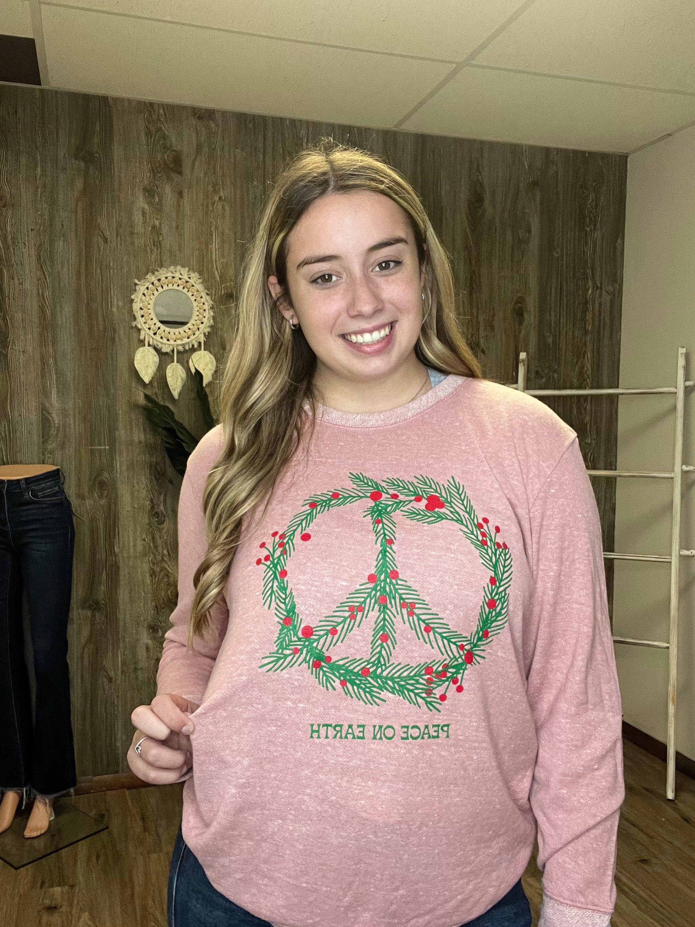 MAUVE PEACE WREATH SWEATSHIRT