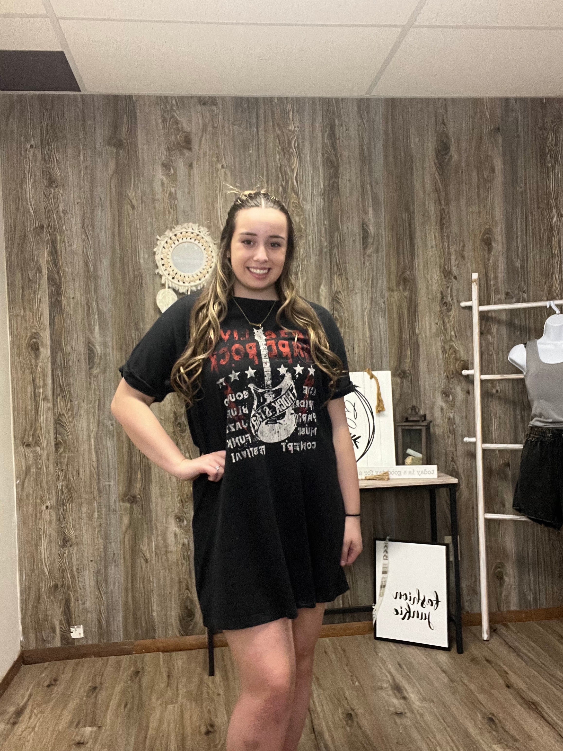 LIVE HARD ROCK MINERAL TEE DRESS
