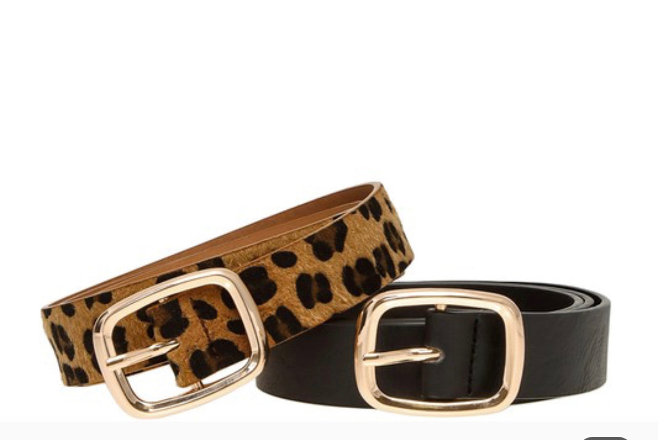 LEOPARD BELT WITH GOLD BUCKLE
