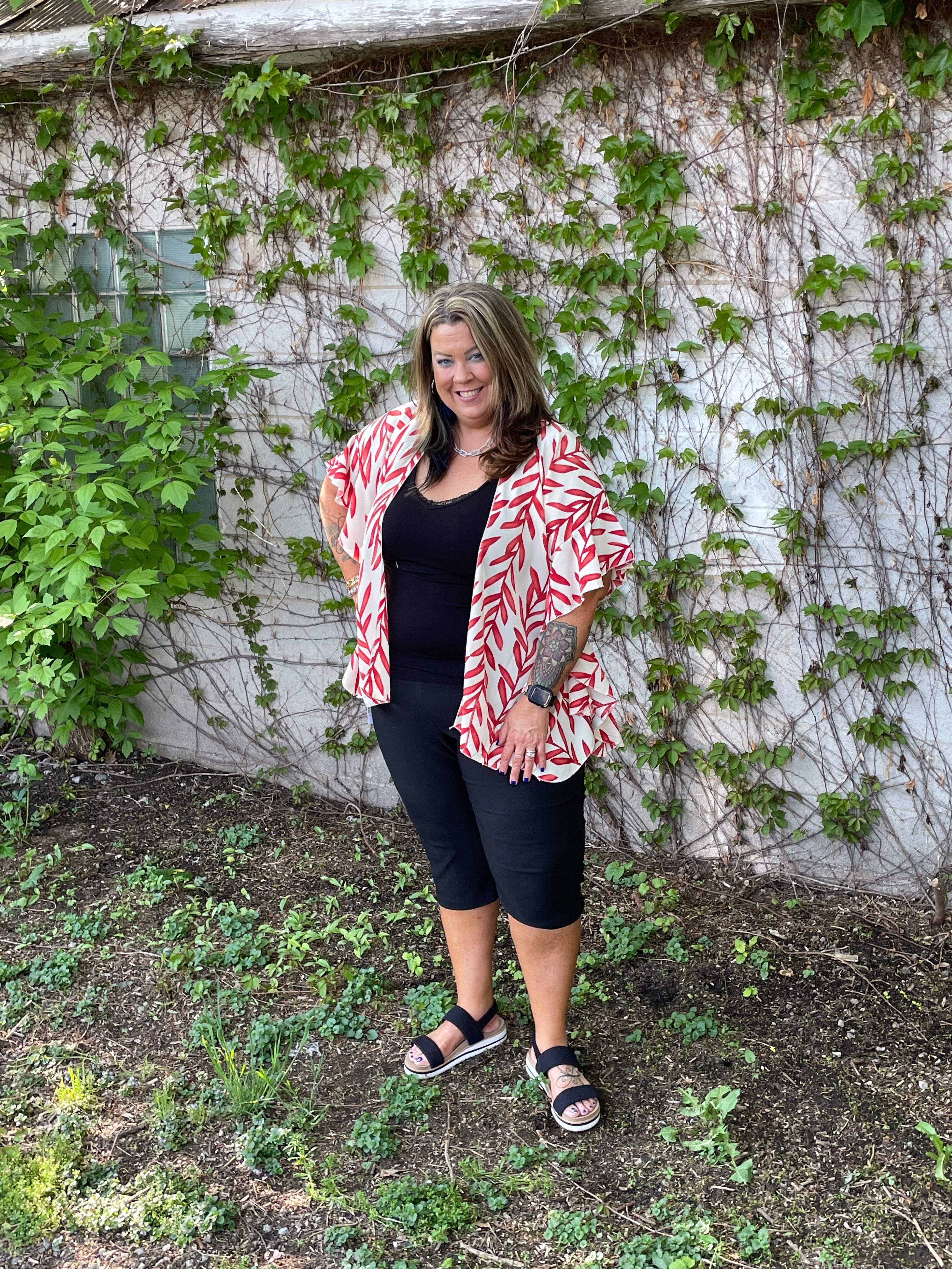 AMOLI LEAF RUFFLE KIMONO