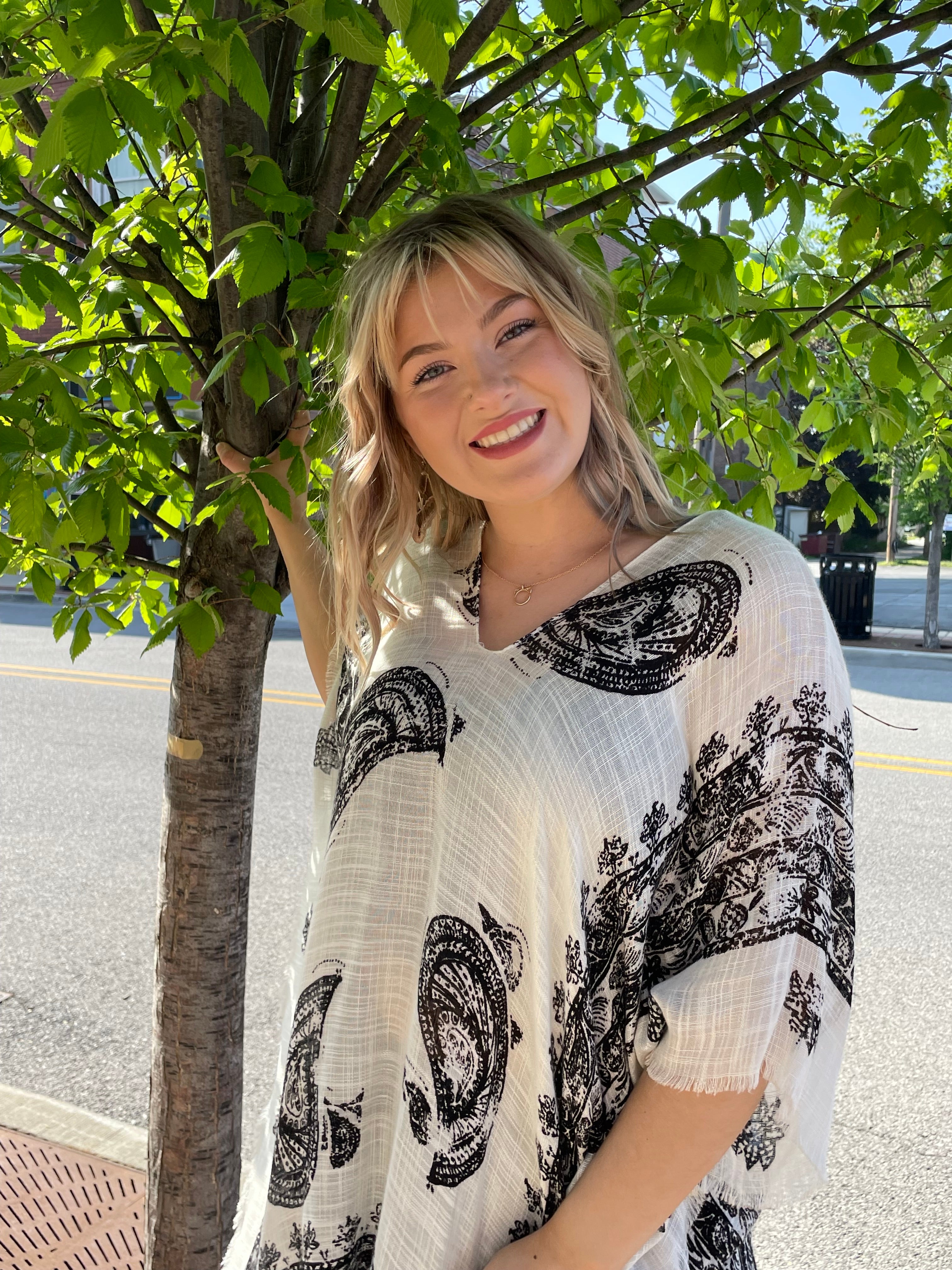 LOVESTITCH Paisley Border Print Caftan