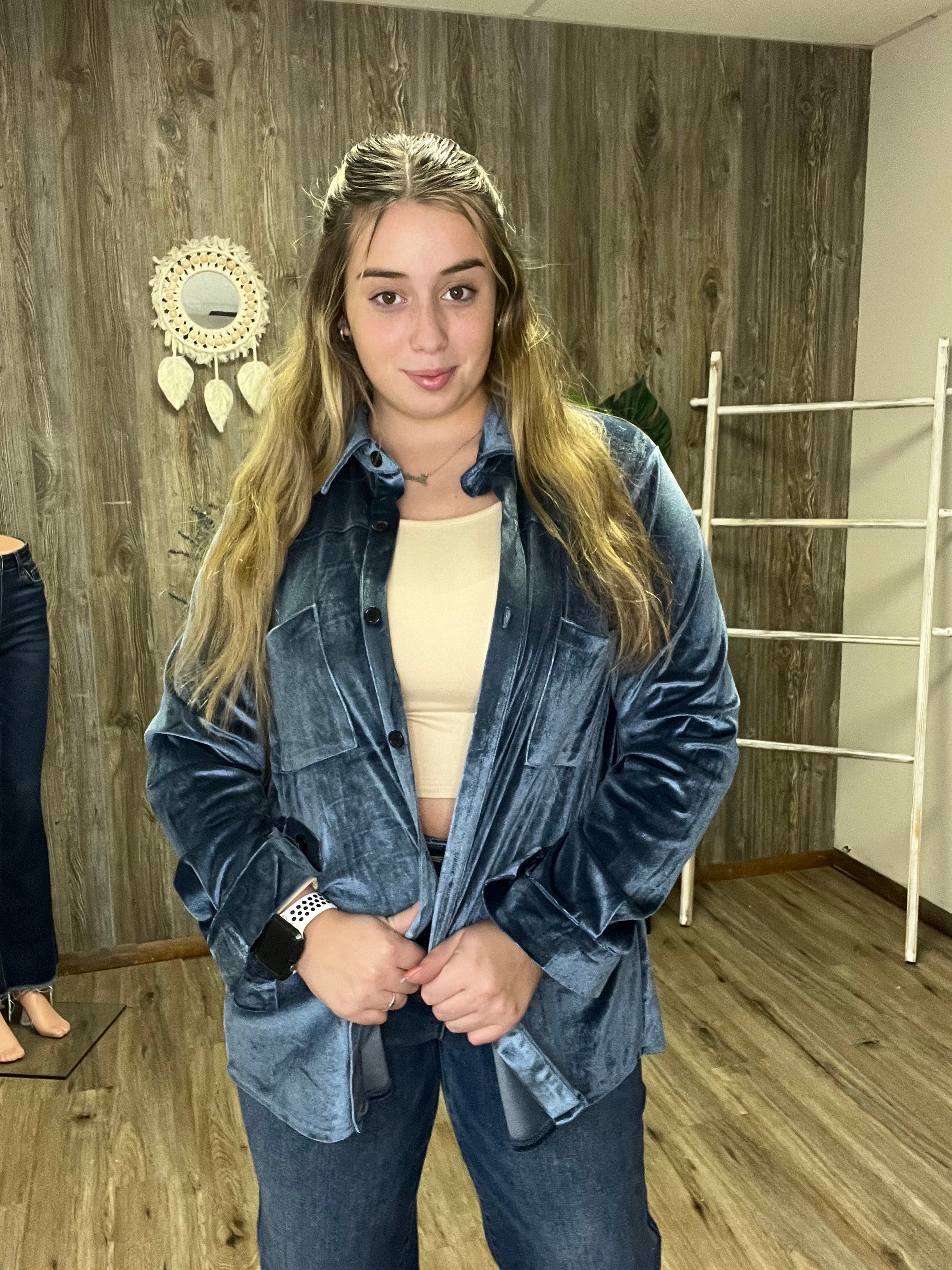 MIDNIGHT VELVET BUTTON UP