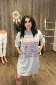 EASEL BOHO WASHED TEE DRESS