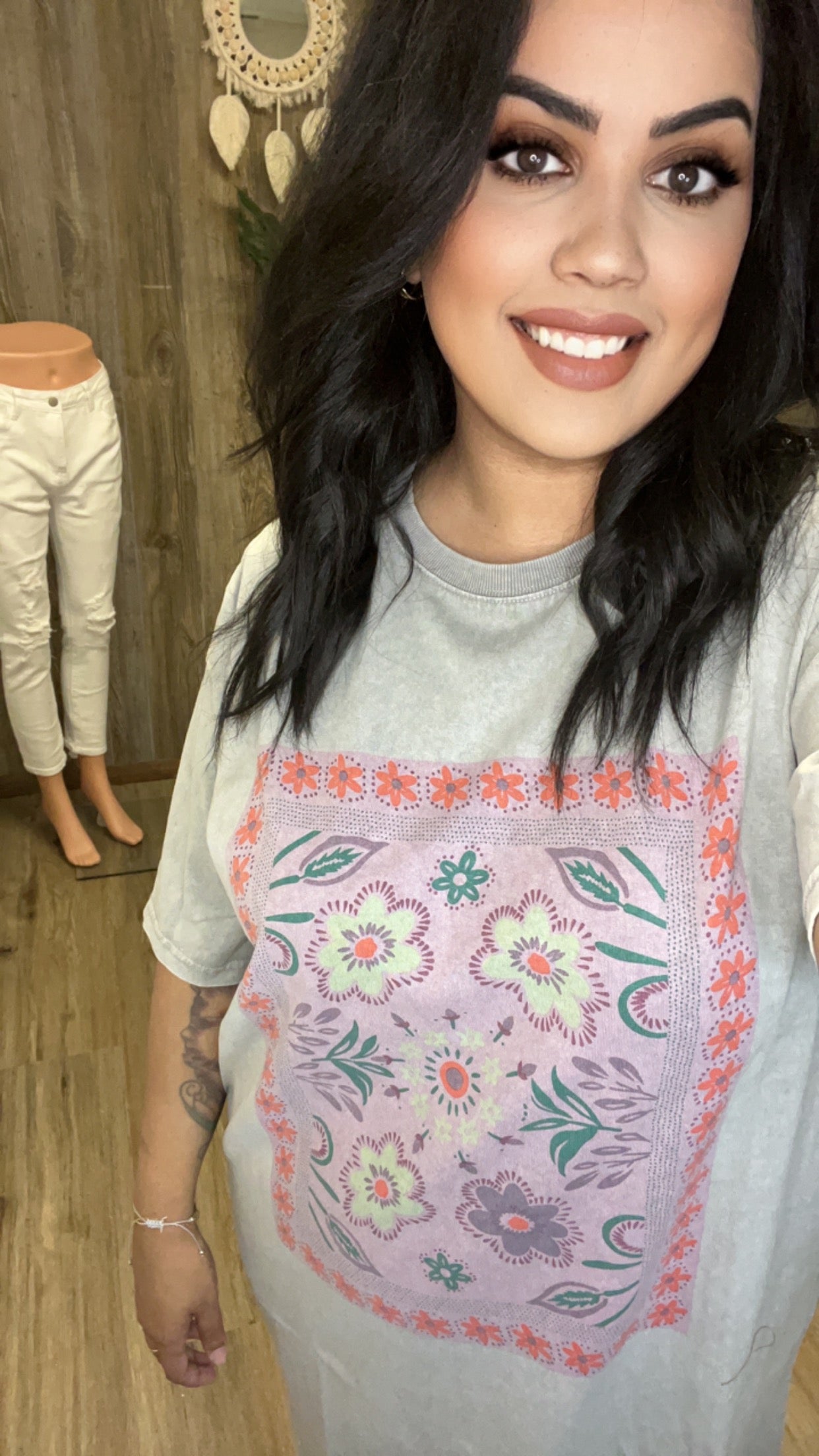 EASEL BOHO WASHED TEE DRESS
