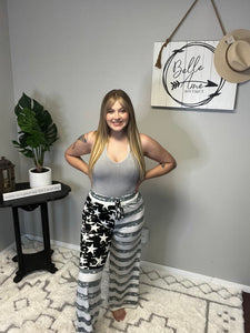 ZENANA AMERICAN FLAG DRAWSTRING WIDE LEG PANTS