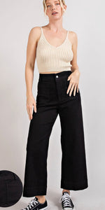 EESOME CURVY WASHED WIDE LEG PANTS