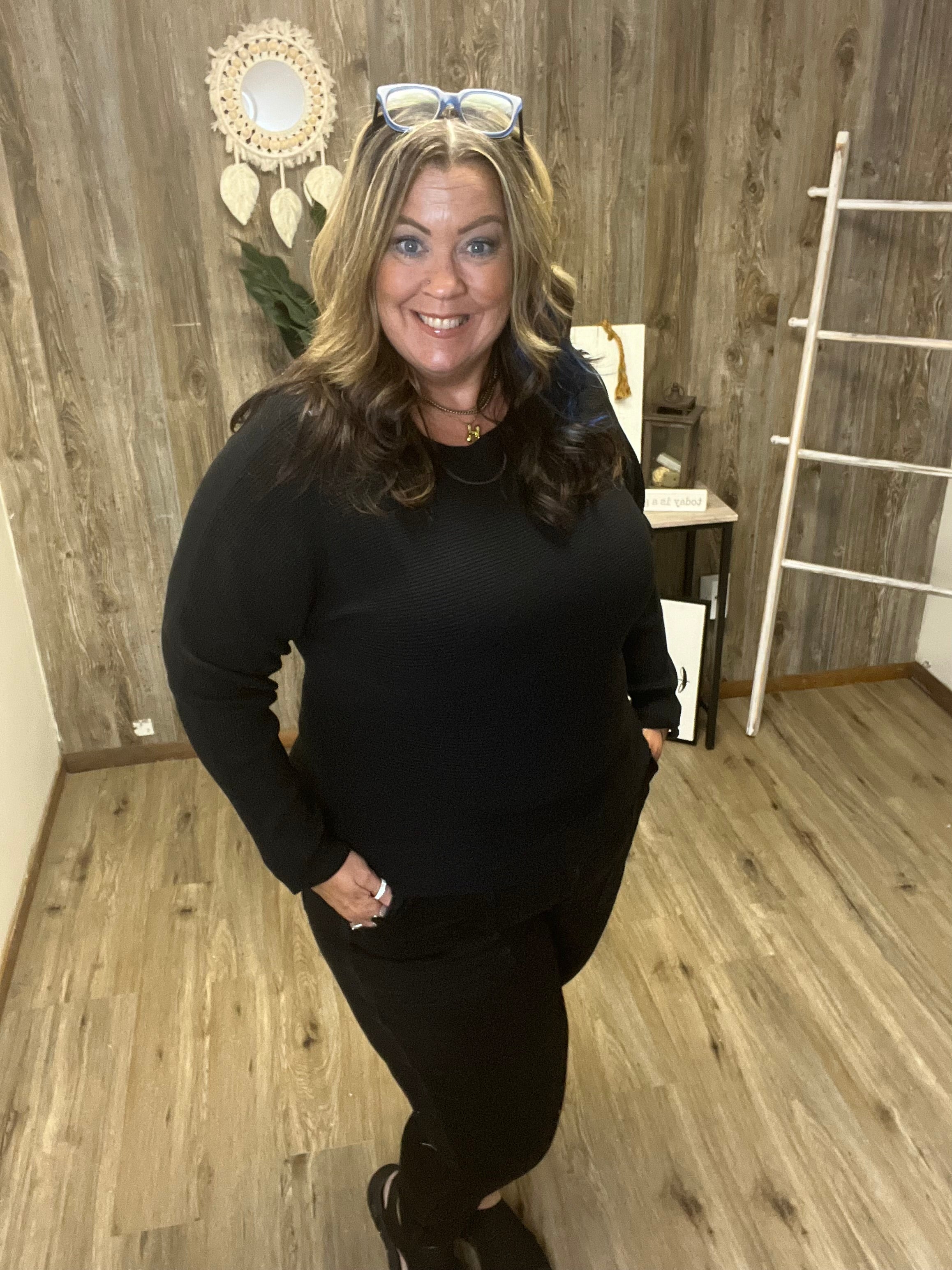 CURVY RIBBED DOLMAN SWEATER
