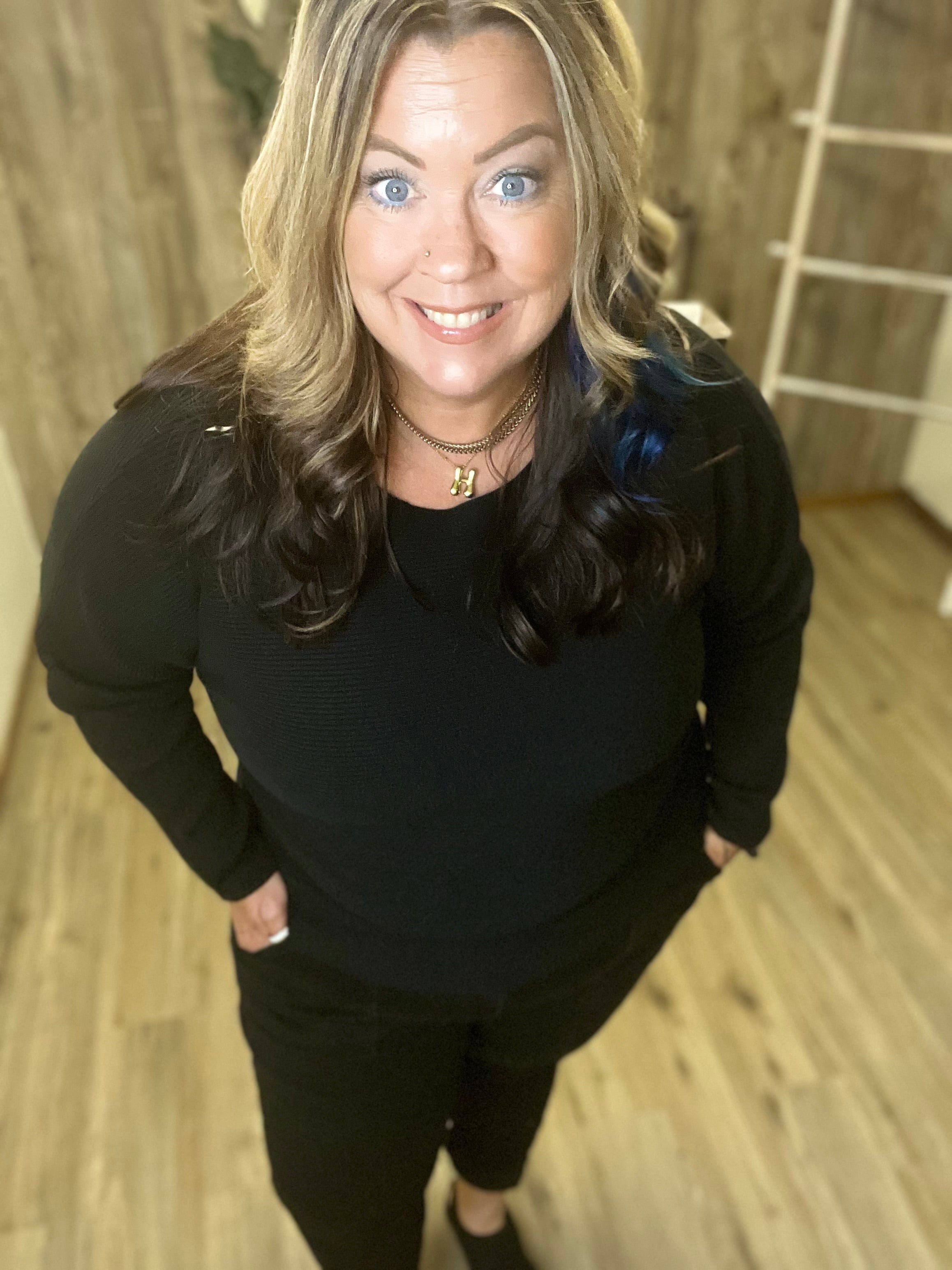 CURVY RIBBED DOLMAN SWEATER